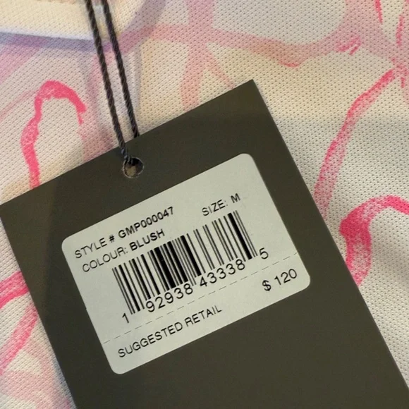 G/FORE Men's Medium BLUSH Watercolour Floral Tech Pique Golf Polo MSRP $120 - Picture 6 of 7